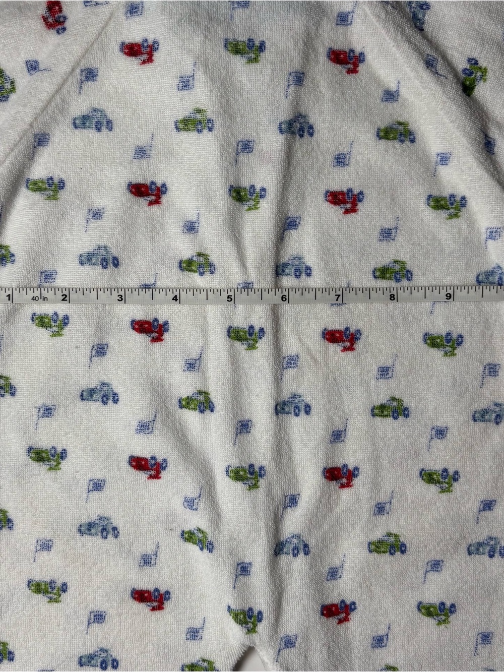 Vintage Tendertyme White Fleece Footed Sleeper Racecar Print S 3-6M retro - Picture 7 of 9